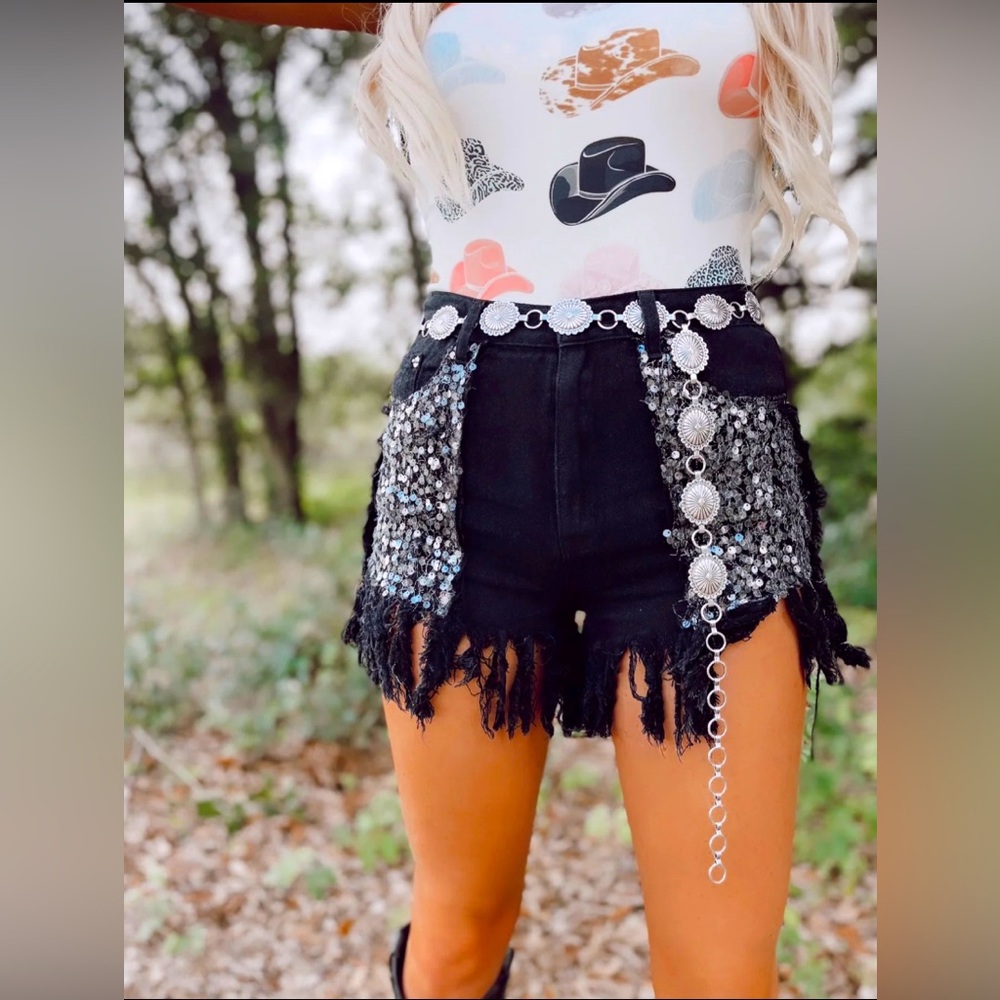 NWT The High Noon Black Sequined Shorts |Size Medium LAST PAIR!!